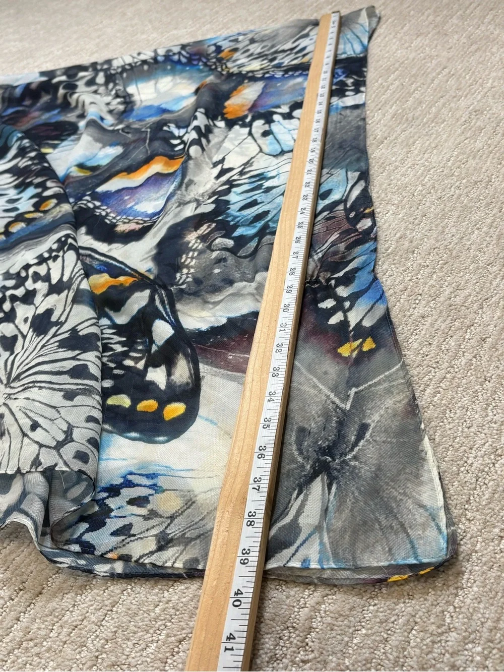 All Over Butterfly Print Rectangle Long Scarf Shawl Wrap Semi Sheer Watercolor